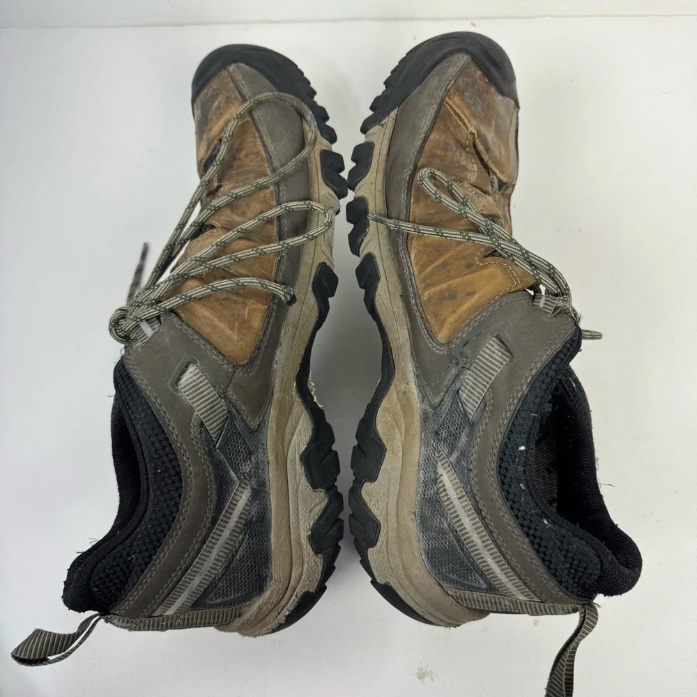 Keen Mens Brown Leather Low Top Shoes Outdoor Hiking Working